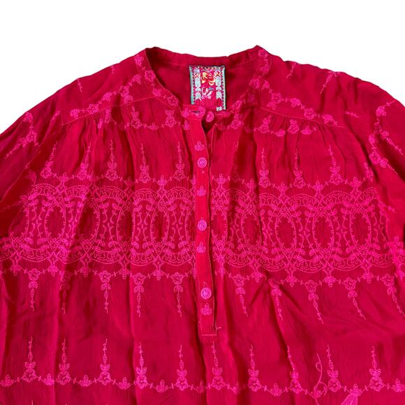 Johnny Was Mayu Wild Cherry Red Tunic Blouse - Picture 5 of 10